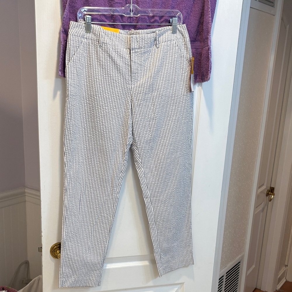 NWT Merona White Striped Seersucker Ankle Pants